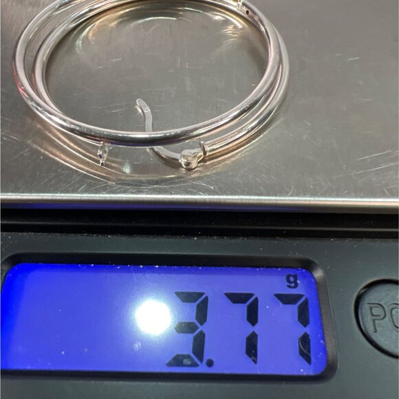 Sterling Silver Large Hoop Earrings 40mm 1.5" Snap Closure Mark SU925IN - Picture 4 of 5